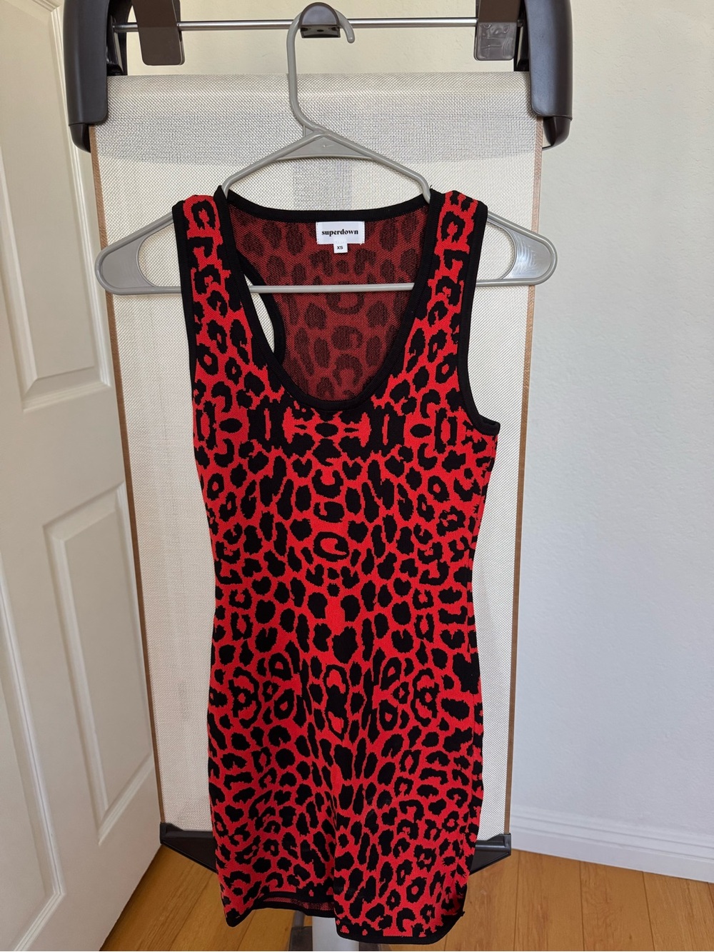 superdown Red and Black Leopard Tank Dress